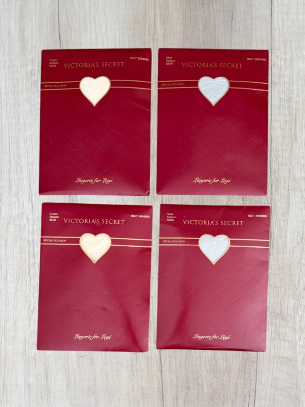 Vintage 90s Victoria’s Secret Silky Shimmer Pantyhose Lot of 4 Medium NOS USA